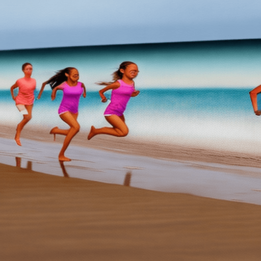 AI generated: 2 25 yr old pretty females running on beach
photo realistic