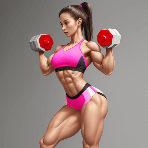 AI generated: Beautiful girl fitness trainer, stands and shows her perfect figure to her full height, well - devel...