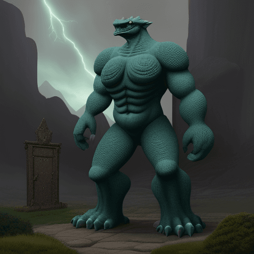 AI generated: colossal stone creature, animated by magic, stands guard against trespassers.