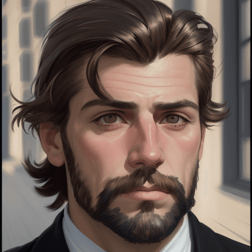 AI generated: A cartoon portrait of Joaquin Sorolla, intense close-ups, matte photo, shot in fujifilm xt5, cinemat...