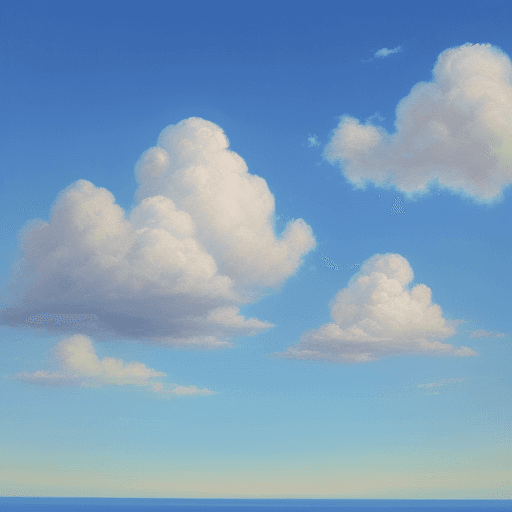 AI generated: Serene beautiful oil painting of blue sky and clouds. 