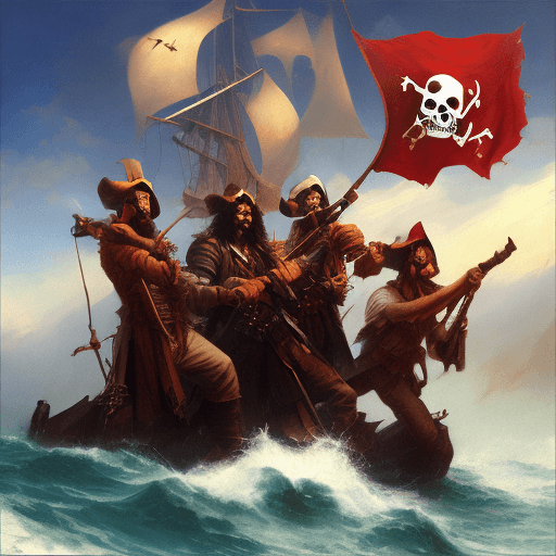 AI generated: podcast cover, 2 pirates recording a podcast, high resolution, hyper realism, oilpainting, painting ...