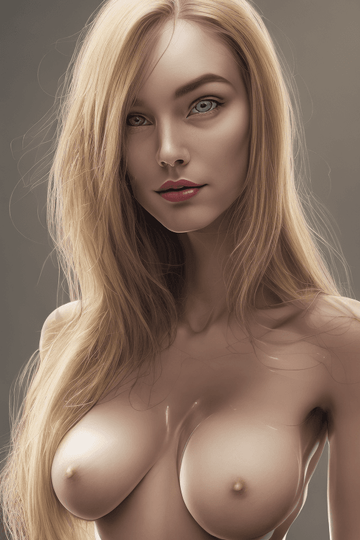 AI generated: Realistic Dutch angle action photo of a beautiful 25 year old european naked slim woman with a very ...