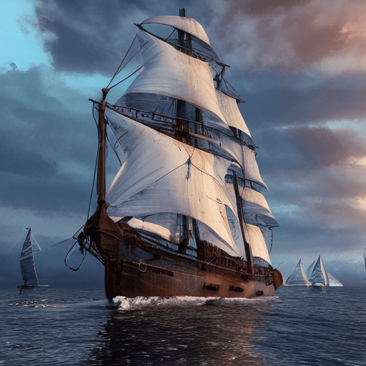 AI generated: photo of a ultra realistic sailing ship, dramatic light, pale sunrise, cinematic lighting, battered,...