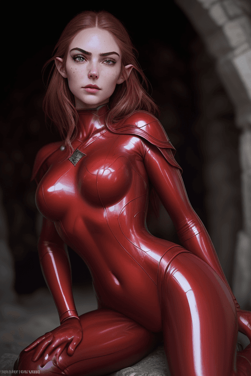 AI generated: Prompt: RAW photo, low key, cinematic composition, Middle earth, beautiful girl, rim light, (red lat...