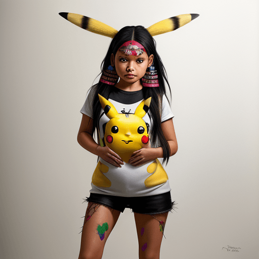 AI generated: hyper realistic photograph, portrait of a indigenous woman, future punk, full body

Pikachu cosplay,...