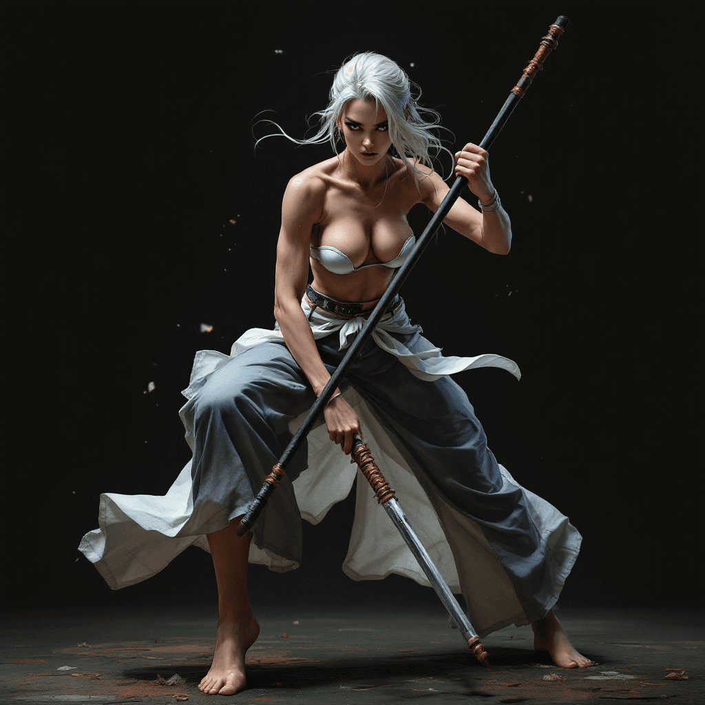 AI generated: Gorgeous moscular woman, ufotable masterpiece, full body, best quality artwork - stylized - high con...