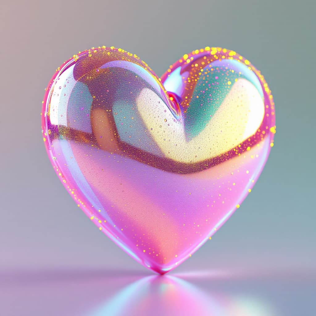 AI generated: 3d render of a heart , in the style of light magenta and light green, macro lens, light purple and l...
