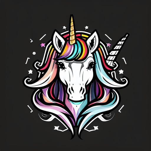 AI generated: awesome colorful illustration, unicorn, clip art style, evil, horror, artstation