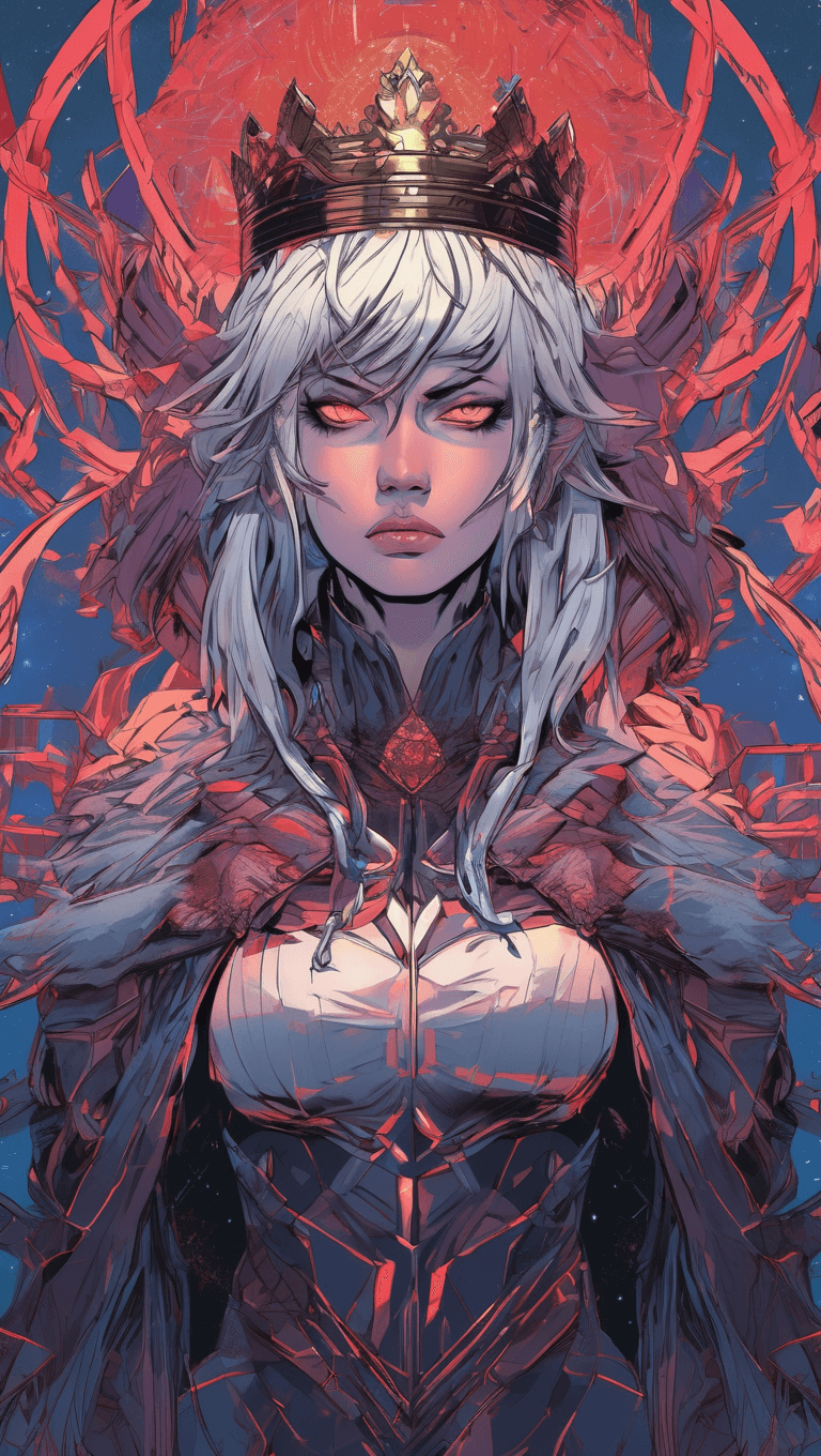 AI generated: an angry queen of the night, an anime drawing, trending on Artstation, serial art, martin ansin artw...