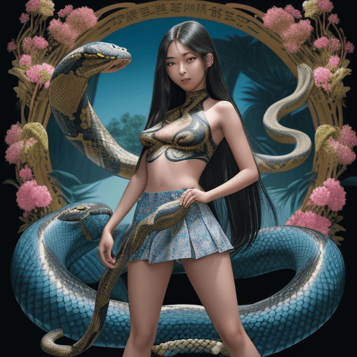 AI generated: Movie stills, a 20-year-old Asian girl with long hair and a short skirt stands in the front, behind ...