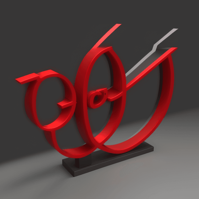 AI generated: "Mai" logo, 3d, black background, red and gray letter, 

 