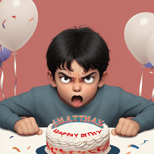 AI generated: illustration of a boy angry because he is not invited to a birthday
