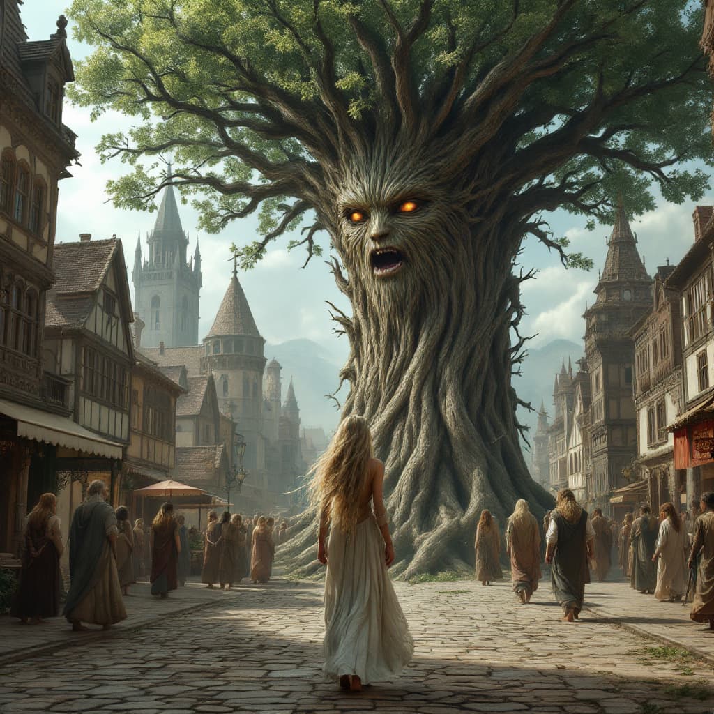 AI generated: A hyper-realistic image of a woman with long, blonde hair, dressed in ancient withr Celtic garb, bar...