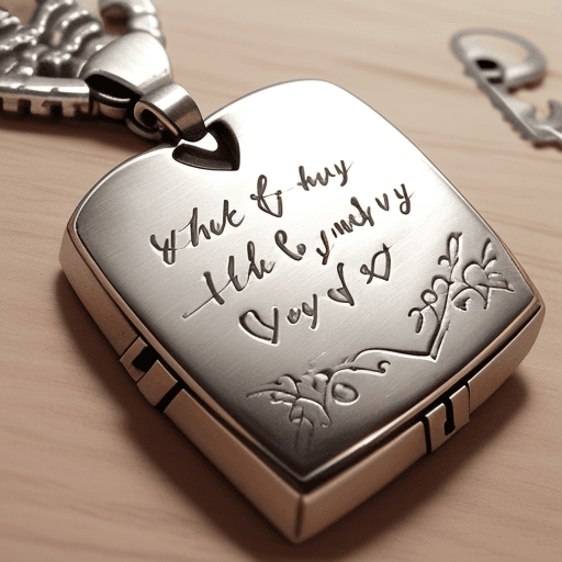 AI generated:  Engraving:

On the back of the lock pendant, engrave a heartfelt message such as "You hold the key ...