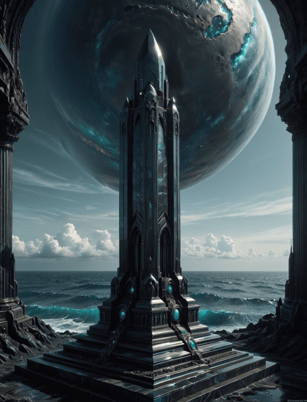 AI generated: ocean, ivory, Terragen, extremely beautiful,(intricate details, masterpiece, best quality:1.4), Futu...