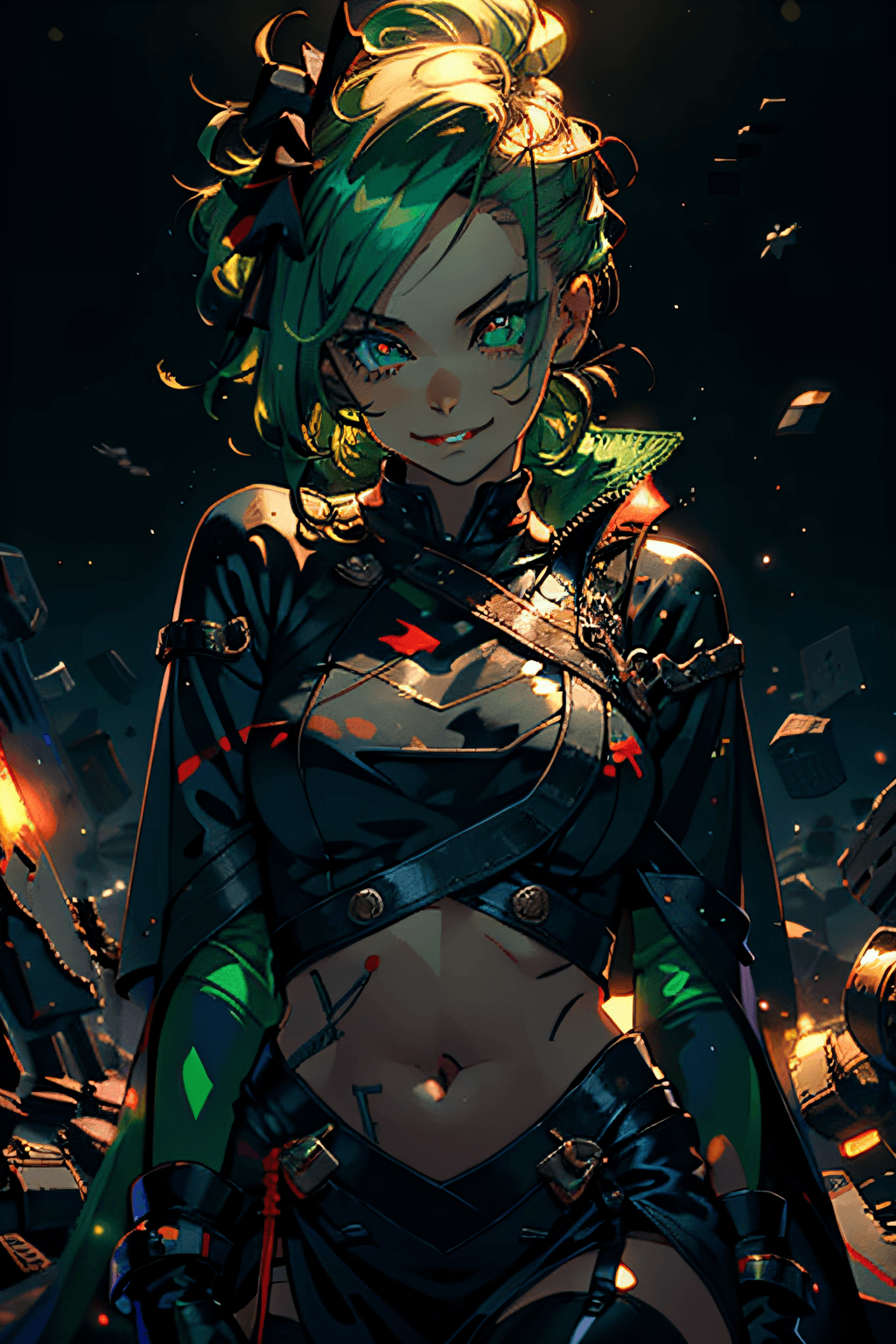 AI generated: (masterpiece, best quality:1.2), solo, 1girl, xbox-chan, evil grin, looking at viewer, crossed arms,...
