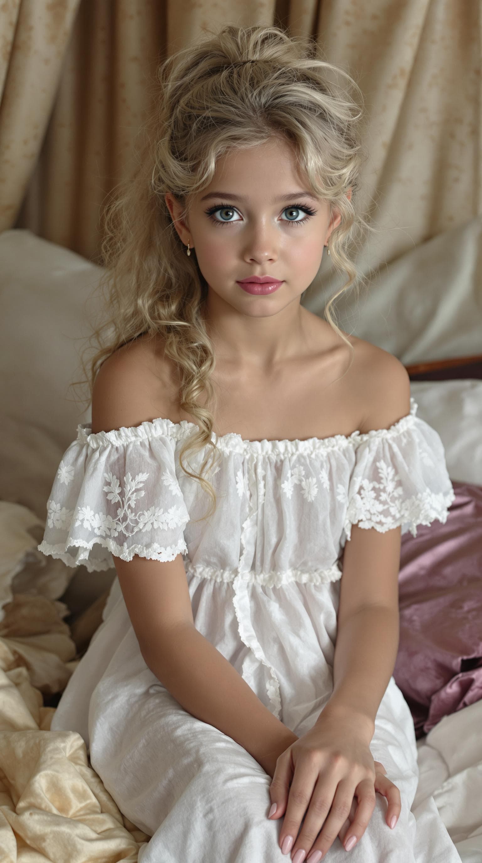 AI generated: a professional photo of a exceptionally beautiful girl aboard the Royal Mail Ship Titanic (age 9), (...