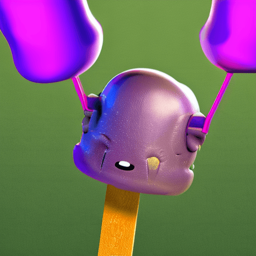 AI generated: cute popsicle character from mobile game, hyper realistic, octane render, 5k, toon, purple