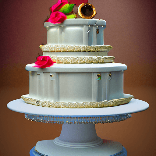 AI generated: Wedding cake that is really a (Mimic in disguise with mouth wide open showing teeth and long tongue ...