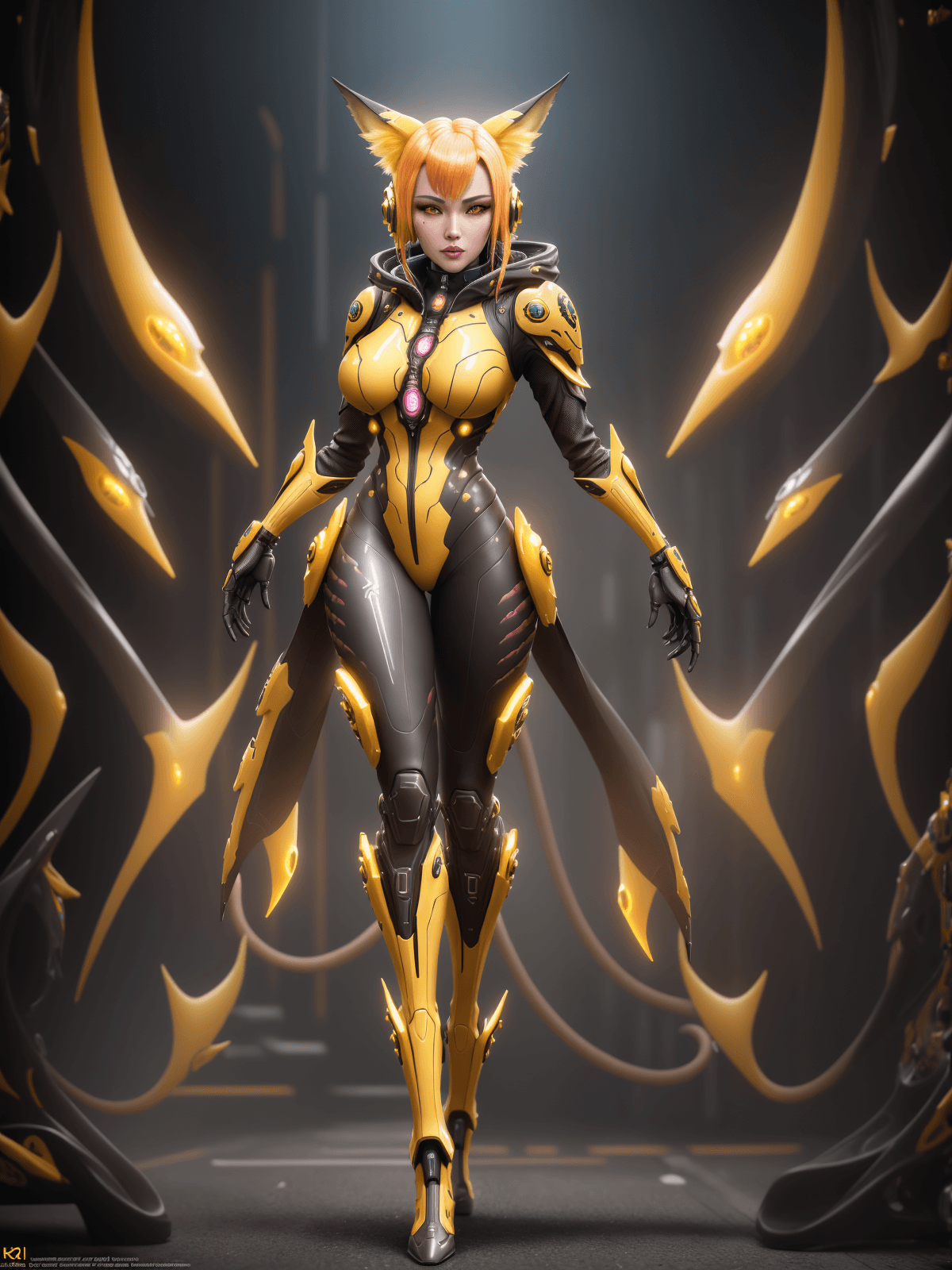 AI generated: rich in details intricate incredible yellow venom fox warlock complicated symmetrical full body of, ...