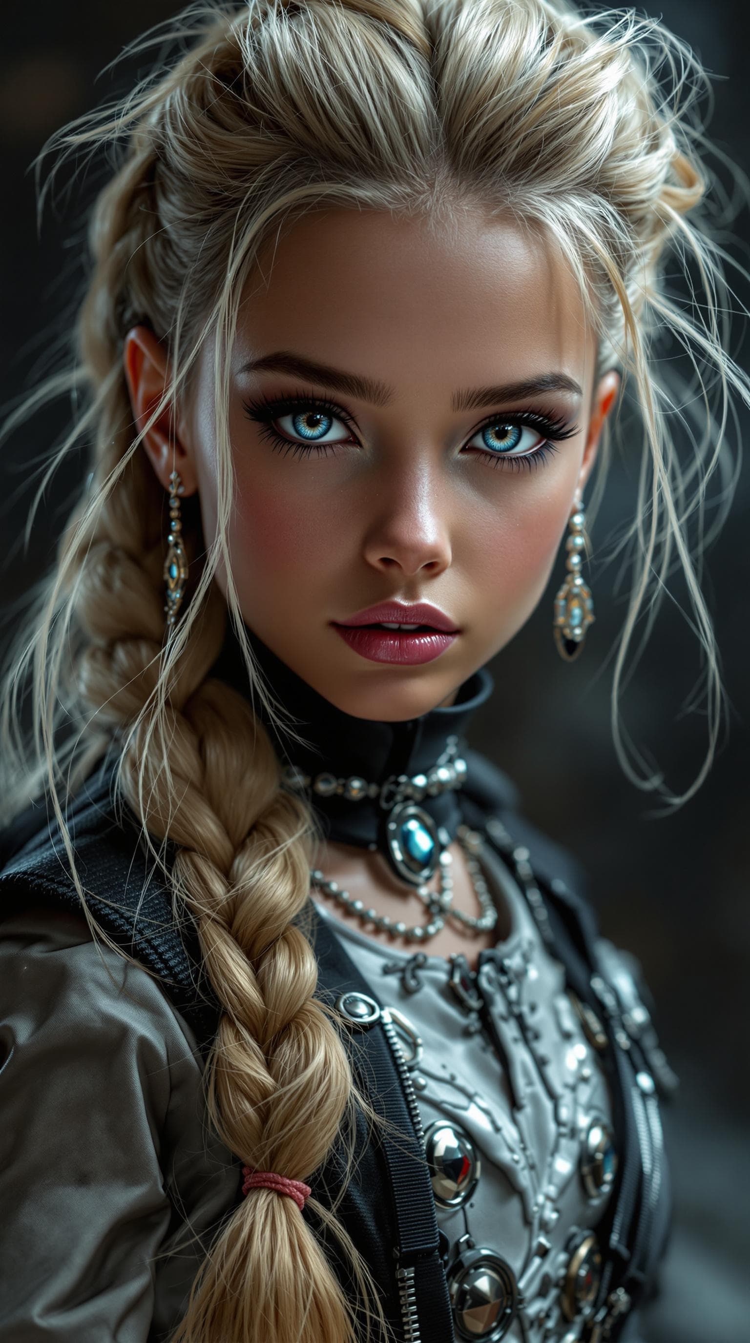 AI generated: A professional photograph captures the world’s most beautiful third-grade girl portrayed as a vampir...