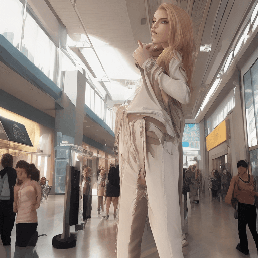 AI generated: photo of blonde model girl in the mall posted on snapchat.