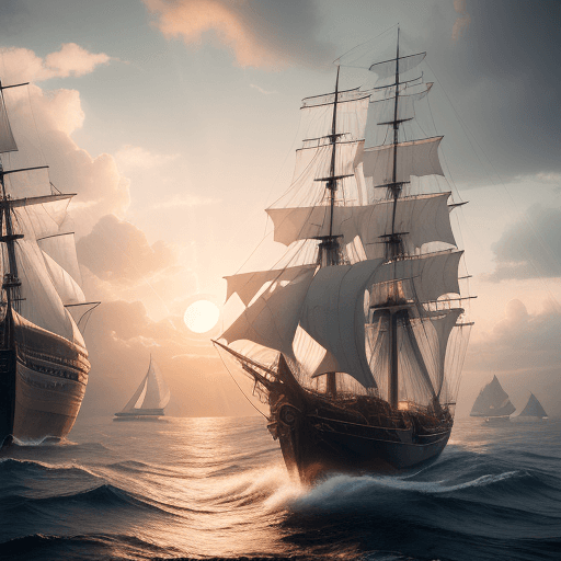 AI generated: Photo of a ultra realistic sailing ship, dramatic light, pale sunrise, cinematic lighting, battered,...