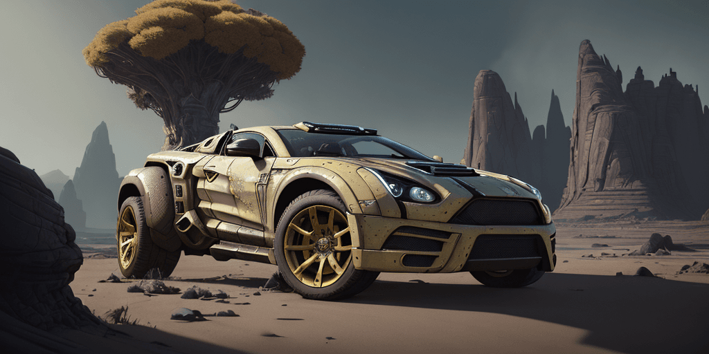AI generated: landscape portrait of an fancy alien car from borderlands 3, au naturel, hyper detailed, digital art...