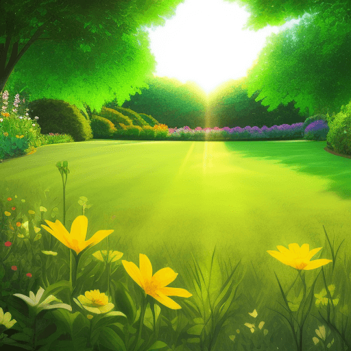 AI generated: Flower lawn sun bright light greenery