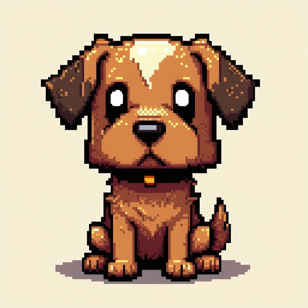 AI generated: A brown 8bit dog