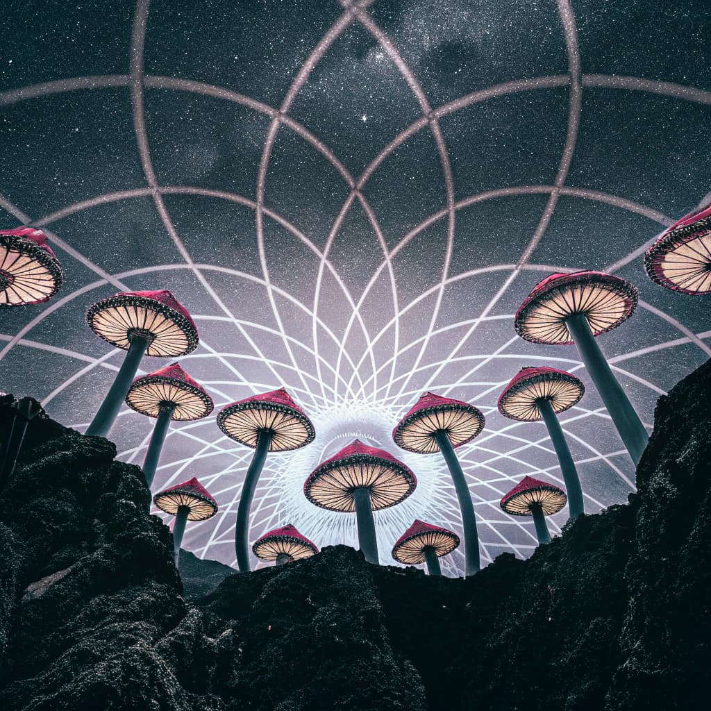 AI generated: High resolution. A hyper-detailed, psychedelic artwork perfect for a Goa trance and psytrance music ...