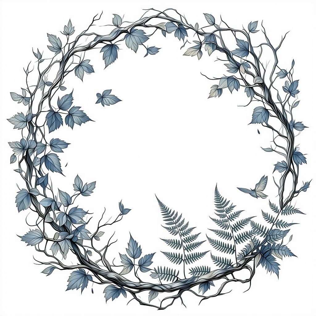 AI generated: **Leafy Harmony Mandala** – A botanical mandala with swirling vine patterns, oak and maple leaves, a...
