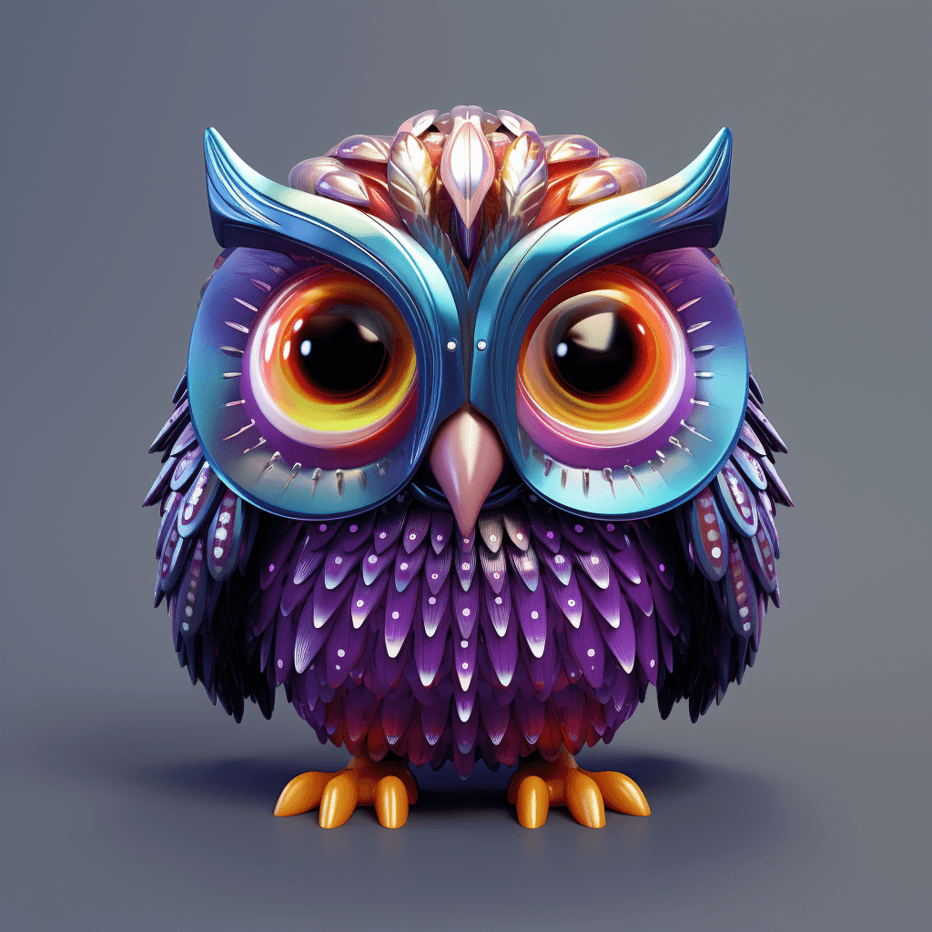 AI generated: Tiny 3D Game Matte Curious Celestial Owl Insect Character, Beading wire Clothing, Clutch purses, Bio...