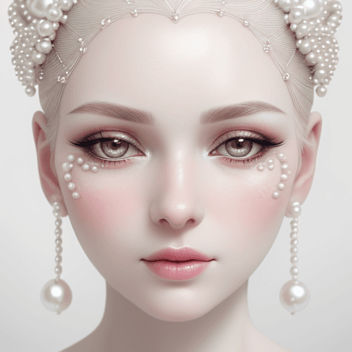 AI generated: **vintage, close up of a pale skinned woman's face, makeup, beauty photography. She has tiny seed pe...