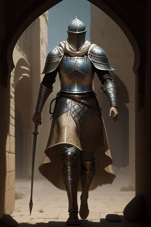 AI generated: Arabic wandering knight out walking| medieval| fantasy| digital art| intricate details| masterpiece|...