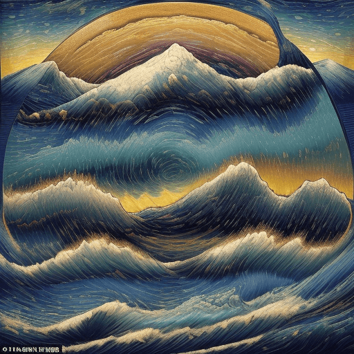 AI generated: mj, Van Gogh style, a sea and sunset, painted with bold and expressive brushstrokes reminiscent of V...