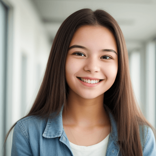 AI generated: smiling young woman looks to the future