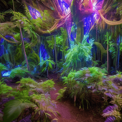 AI generated: the bioluminescent plants that illuminate the jungle create a magical and ethereal atmosphere,
these...