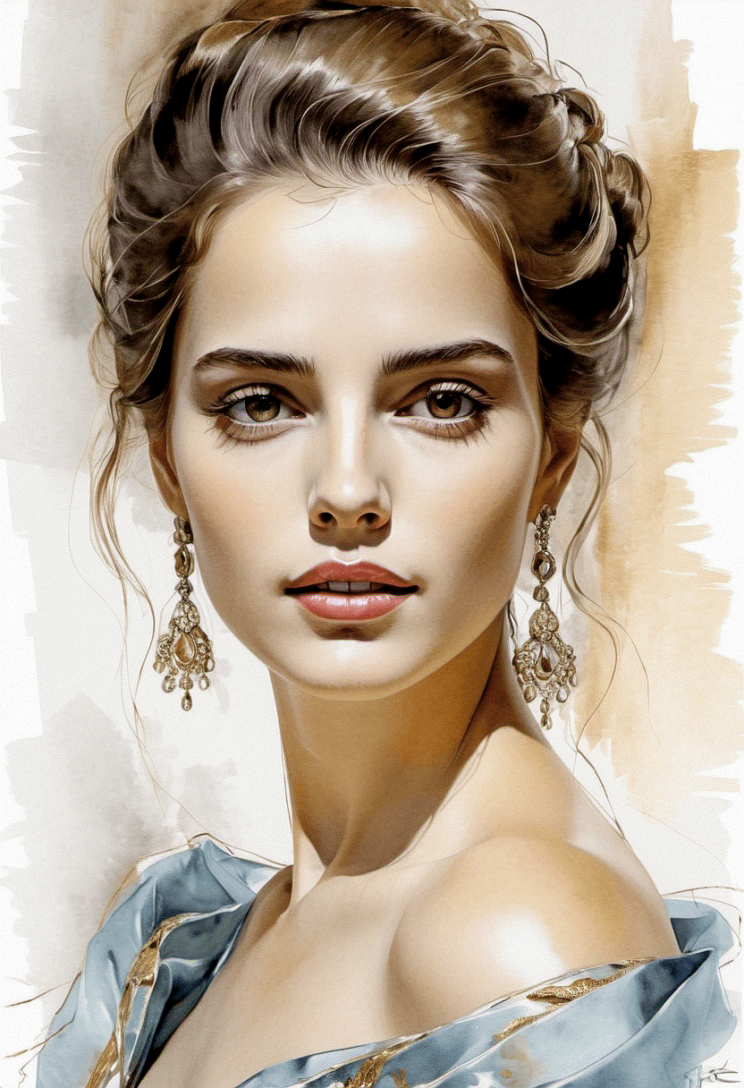AI generated: A close-up painting of a young Spanish woman, elegant, sophisticated, high-end, luxurious, professio...