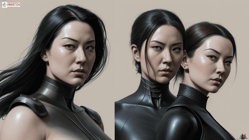 AI generated: 3 horizontal panels, Hero and Villain couple, Yin and Yang, expressive, detailed face, oil painting,...