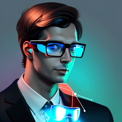 AI generated: awesome illustration, featured on FreePik, man with smart glasses, futuristic, technology