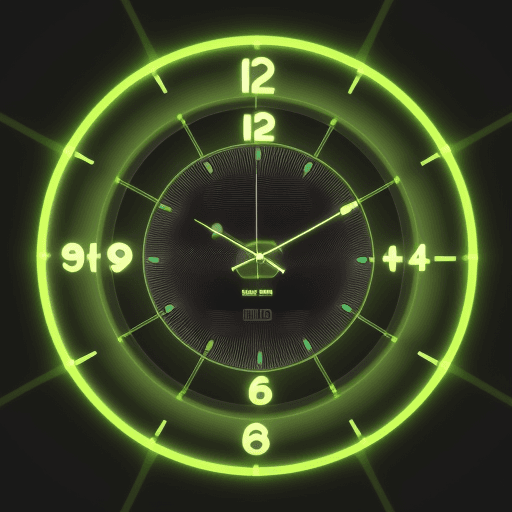 AI generated: 3d clock running,cloud,4k,Greenish yellow