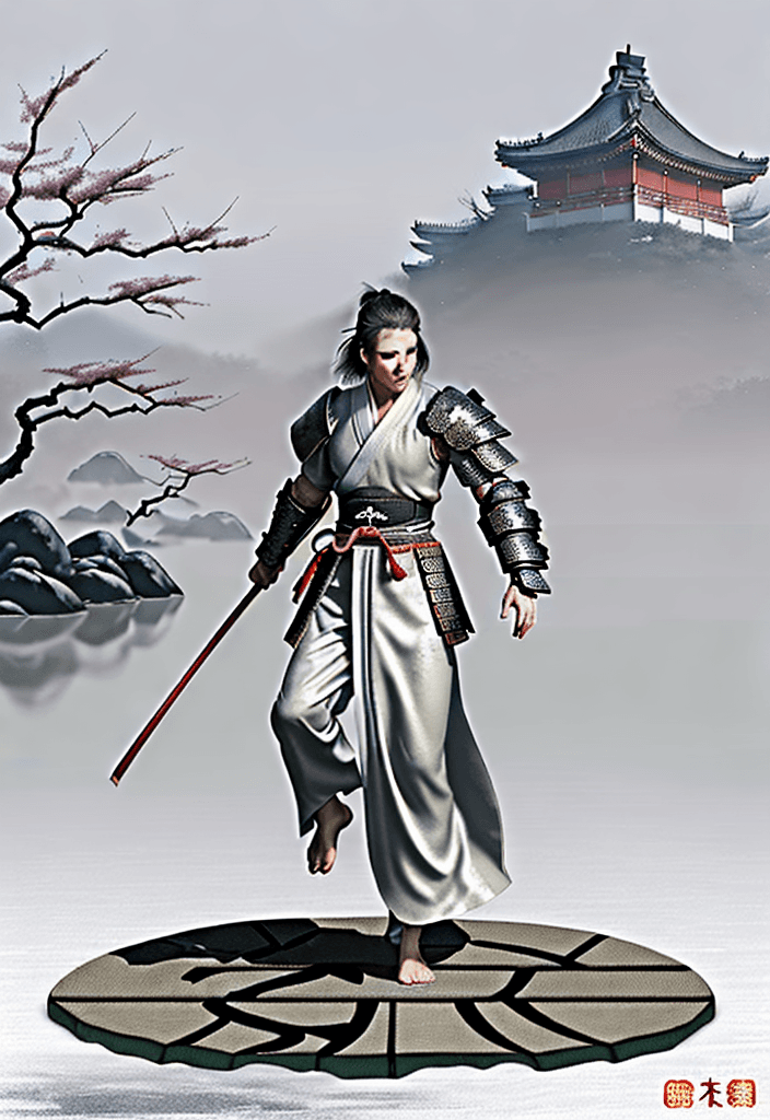 AI generated: Samurai in full armor, concept art in the style of Yoji Shinkawa and Dominik Mayer in a Chinese gard...