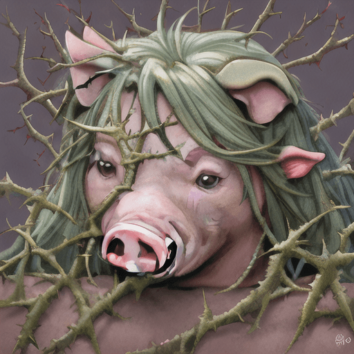 AI generated: durty realistic pig, with thorns, 8k, style dada