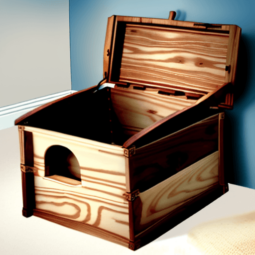 AI generated: an empty wooden toy box with an open lid.   romantic.