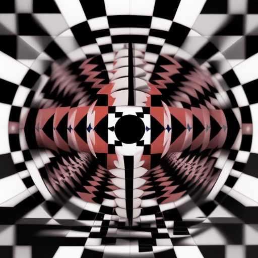 AI generated: Schizophrenic nuclear samurai. Tesselated AI omen. By Jean Leon Gerome::1. 8 op art:: checkerboard::...