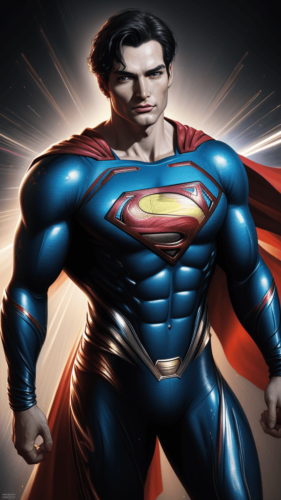 AI generated: (best quality ,8k, 16k, highres, masterpiece:1.2),DC database feature of ((Superman)):2.5, Prominent...