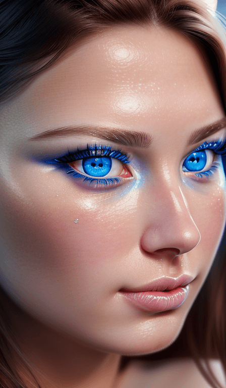 AI generated: a portrait of a beautiful 21 year old woman, long eye lashes, glossy lips, bright blue eyes, realist...