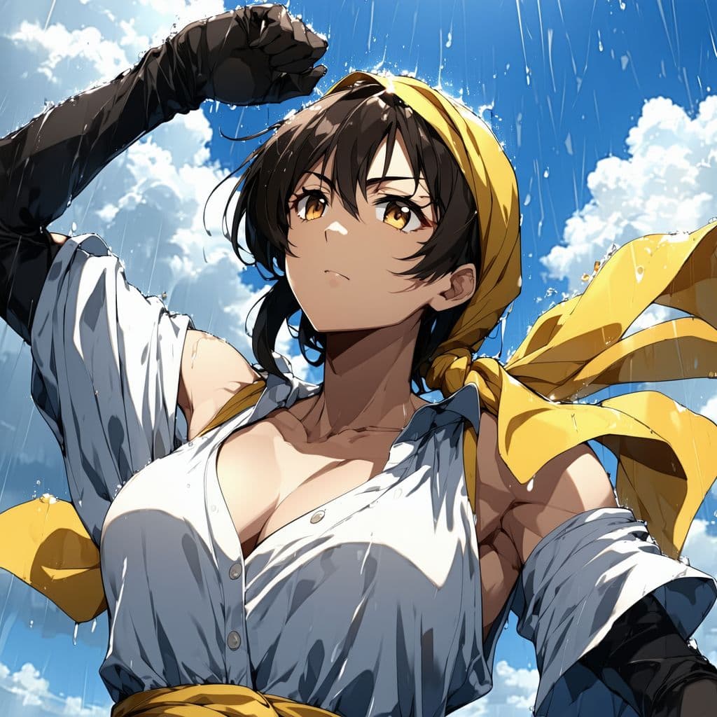 AI generated: masterpiece, best quality, , sakura bakushin o (umamusume) , , (close-up:1.2) , rain, cloud, cloudy,...